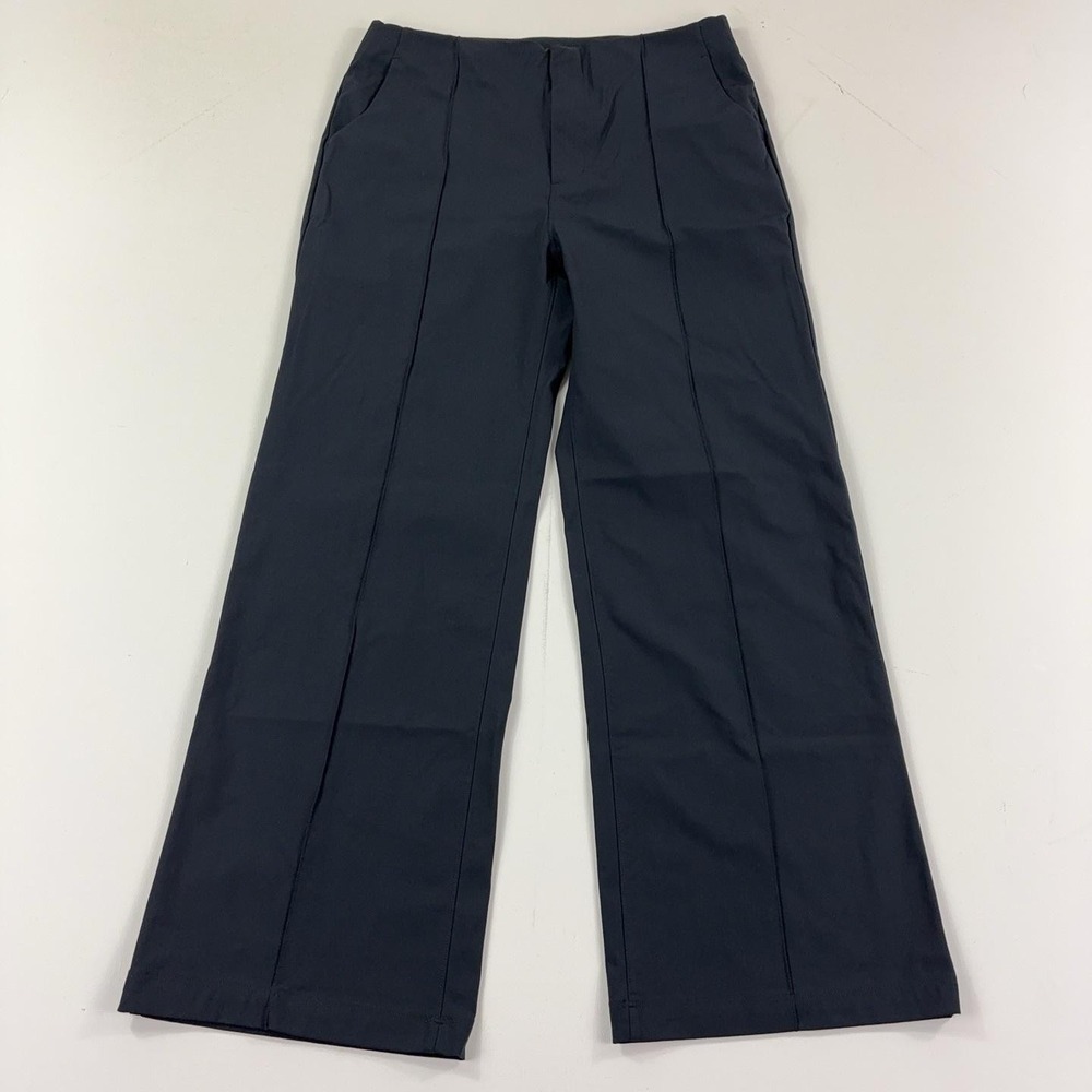 Vuori Meta Wideleg Pants Womens L Black Pintuck Stretch Trousers VW4035